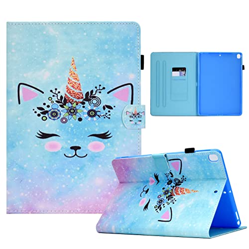 Rosbtib Hülle iPad 10,2 (iPad 9. /8. / 7. Generation), PU Leder Flip Case Ständer TPU Cover Tasche mit Kartenschlitz Schutzhülle iPad 10,2 2021/2020/2019/iPad Air 10.5" 2019, Einhorn von Rosbtib