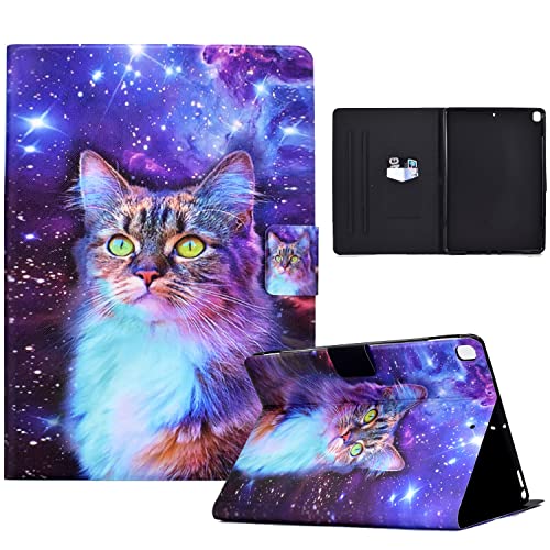 Rosbtib Hülle iPad 10,2 (iPad 9. /8. / 7. Generation), PU Leder Flip Case Ständer TPU Cover Tasche mit Kartenschlitz Schutzhülle iPad 10,2 2021/2020/2019/iPad Air 10.5" 2019, Sternkatze von Rosbtib