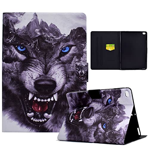 Rosbtib Hülle iPad 9.7 2018 iPad 6 Generation/2017 iPad 5 Generation, PU Leder Flip Case Ständer TPU Cover Tasche mit Kartenschlitz Schutzhülle iPad 9.7/iPad Air 2/Air, Wolfshund von Rosbtib