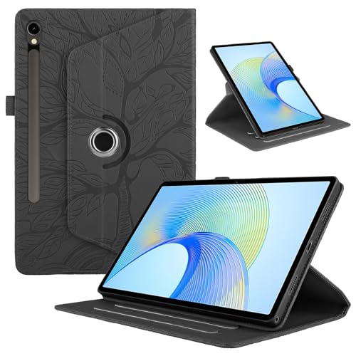 Rosbtib Rotierende Schutzhülle für Samsung Galaxy Tab S9 FE 5G 10,9 Zoll 2023, 360 Grad schwenkbarer Ständer Cover mit Stifthalter Hülle für Galaxy Tab S9 FE - Baum des Lebens Schwarz von Rosbtib