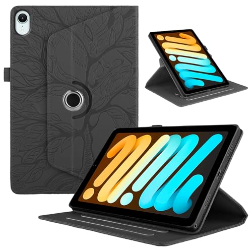 Rosbtib Rotierende Schutzhülle für iPad Mini 7. / 6. Generation 8,3 Zoll, 360 Grad drehbarer Ständer Cover mit Stifthalterschlaufen für iPad Mini 7 2024 A17 Pro/iPad Mini 6 2021 Hülle – Baum des von Rosbtib