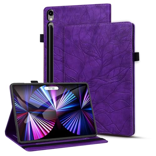 Rosbtib Schutzhülle kompatibel mit Samsung Galaxy Tab S9/S8/S7, Premium-PU-Leder, Folio-Schutzhülle mit Lebensbaum-geprägtem Design für Galaxy Tab S9/S8/S7, Violett von Rosbtib