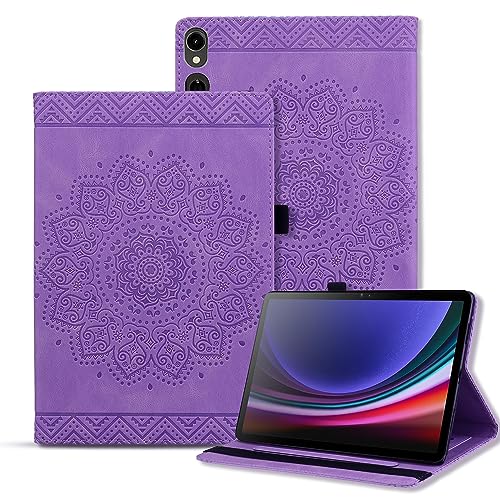 Rosbtib Schutzhülle kompatibel mit Samsung Galaxy Tab S9/S8/S7, Premium-PU-Leder, Folio-Schutzhülle mit Mandala-Prägung, für Galaxy Tab S9/S8/S7, Violett von Rosbtib