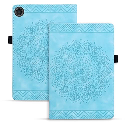 Rosbtib Tablet Hülle für Lenovo Tab M10 3rd Gen 10,1 Zoll 2022 TB328 PU - Leder Folio Schutzhülle Multifunktion Ständer Kartenfächern Mandala Präge Design Lenovo M10 3. Generation - Blau von Rosbtib