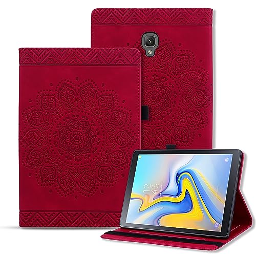 Rosbtib Tablet Hülle für Samsung Galaxy Tab A 10.5 SM-T590/ T595 PU - Leder Folio Schutzhülle Multifunktion Ständer Kartenfächern Mandala Präge Design Galaxy Tab A 10.5" 2018 - Rot von Rosbtib