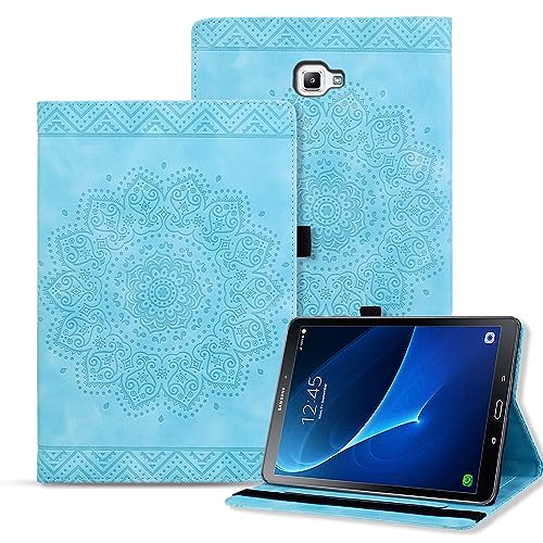 Rosbtib Tablet Hülle für Samsung Galaxy Tab A 2016 10.1 SM-T580/ T585 PU - Leder Folio Schutzhülle Multifunktion Ständer Kartenfächern Mandala Präge Design Galaxy Tab A6 10.1" - Blau von Rosbtib