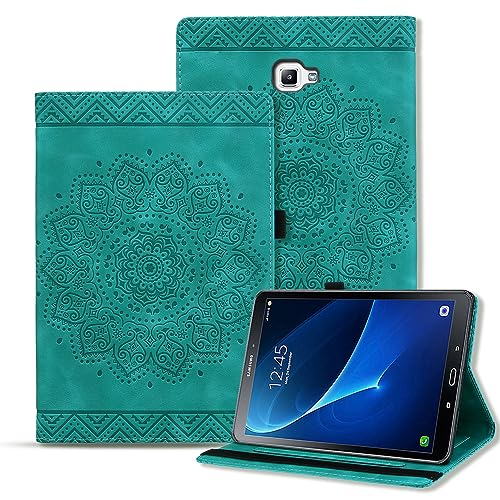 Rosbtib Tablet Hülle für Samsung Galaxy Tab A 2016 10.1 SM-T580/ T585 PU - Leder Folio Schutzhülle Multifunktion Ständer Kartenfächern Mandala Präge Design Galaxy Tab A6 10.1" - Grün von Rosbtib