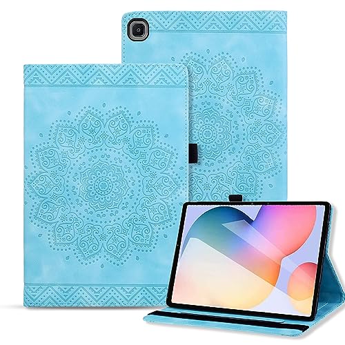 Rosbtib Tablet Hülle für Samsung Galaxy Tab A 2019 10.1 SM-T510/ T515 PU - Leder Folio Schutzhülle Multifunktion Ständer Kartenfächern Mandala Präge Design Galaxy Tab A 10.1" - Blau von Rosbtib