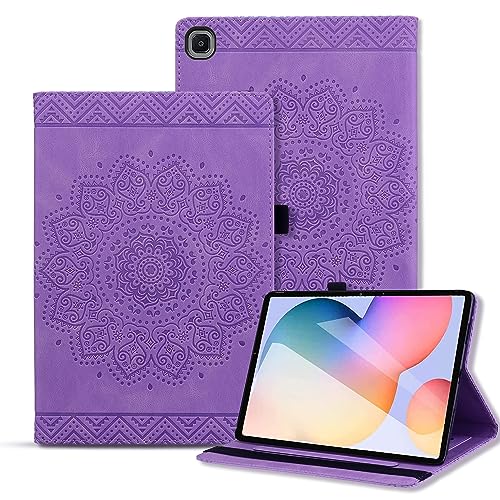 Rosbtib Tablet Hülle für Samsung Galaxy Tab A 2019 10.1 SM-T510/ T515 PU - Leder Folio Schutzhülle Multifunktion Ständer Kartenfächern Mandala Präge Design Galaxy Tab A 10.1" - Violett von Rosbtib