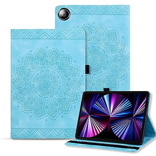 Rosbtib Tablet Hülle für Samsung Galaxy Tab A8 2022/2021 SM-X200/X205/X207 PU - Leder Folio Schutzhülle Multifunktion Ständer Kartenfächern Mandala Präge Design Galaxy Tab A8 10.5" - Blau von Rosbtib