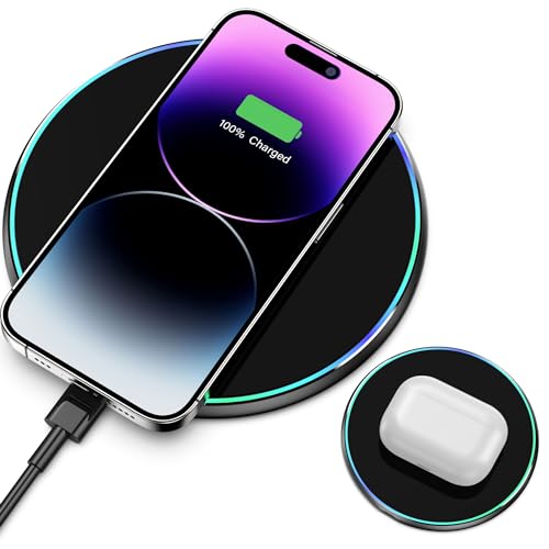 Kabelloses Ladegerät, Wireless Charger Kompatibel mit iPhone 15 14 13 12 11/Pro/Pro Max/Mini/XS/XR, 15W Induktive Ladestation für Apple Watch 8/7/6/SE/5/4/3/2, Airpods Pro/3/2 von Rose-Rider