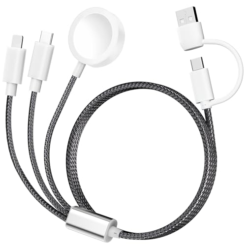 3-in-2-Kabel, kompatibel mit Apple Watch Ultra SE Serie 1–8, Universal-Reise-Multi-Geräte, All-in-One-Kabel, 1,2 m, Grau 3-in-2-Kabel, kompatibel mit Apple Watch Ultra SE Serie 1–8, Universal-Reise-Multi-Geräte, All-in-One-Kabel, 1,2 m, Grau von Rose Tattoo