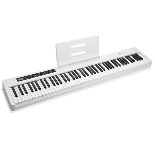 Rosen P21 Halbgewichtete Tastatur 88 Tasten Anfänger Digitalpiano, tragbares E-Piano mit Sustain Pedal und Netzteil, weiß von Rosen