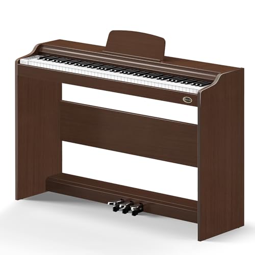 Rosen P35 Beginner 88 Key Digital Piano Full Size Weighted Keyboard mit Furniture Stand, Brown Portable Electric Piano, 3-Pedal Unit Rosen P35 Beginner 88 Key Digital Piano Full Size Weighted Keyboard mit Furniture Stand, Brown Portable Electric Piano, 3-Pedal Unit von Rosen