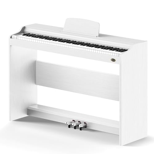 Rosen P35 Beginner 88 Key Digital Piano Full Size Weighted Keyboard mit Möbelständer, White Portable Electric Piano, 3-Pedal Unit Rosen P35 Beginner 88 Key Digital Piano Full Size Weighted Keyboard mit Möbelständer, White Portable Electric Piano, 3-Pedal Unit von Rosen
