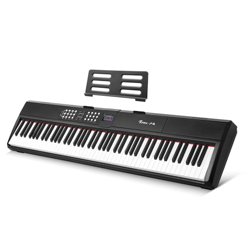 Rosen P51 Full Size Weighted Keyboard 88 Key Beginner Digital Piano, Tragbares E-Piano mit Sustain Pedal und Netzteil, Schwarz von Rosen