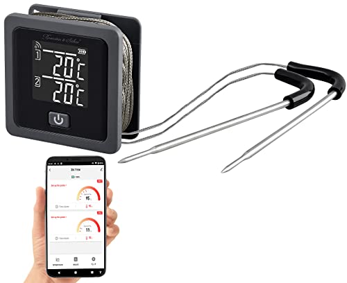 Rosenstein & Söhne Ofenthermometer: Smartes Grill- & Bratenthermometer, 0-300 °C, Bluetooth, App (Grillthermometer Bluetooth, Grillthermometer Android, Geschenk Herren) von Rosenstein & Söhne
