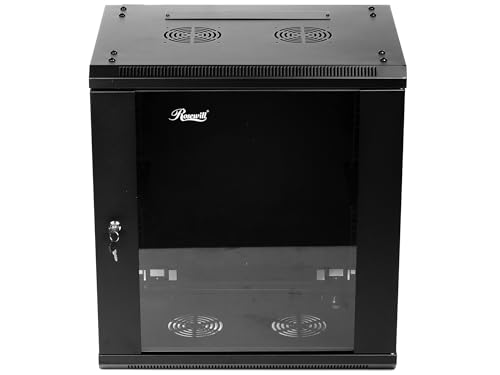Rosewill 12U Server-Rack-Gehäuse mit Glastür, Schlössern und abnehmbaren Seitenteilen, Wandhalterung, Netzwerkschrank, 48,3 cm (19 Zoll), 45,9 cm tief, flach verpackt von Rosewill