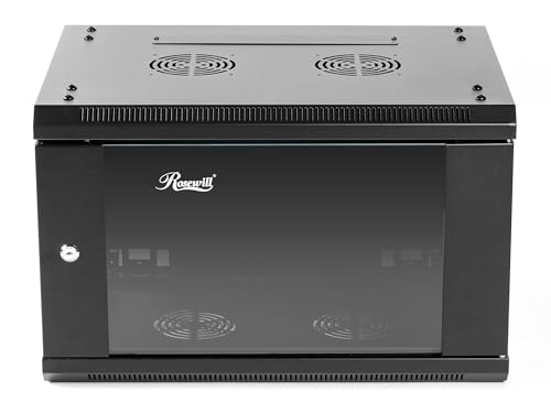 Rosewill 6U Server-Rack-Gehäuse mit Glastür, Schlössern und abnehmbaren Seitenteilen, Wandhalterung, Netzwerkschrank, 48,3 cm (19 Zoll), 45,9 cm tief, flach verpackt von Rosewill