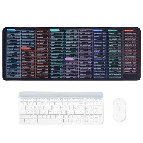 RosewineC Tastaturkürzel, großes Gaming-Mauspad, rutschfeste Computermatte mit Excel-Office-Wortkürzeln, Tastatur-Pad für Büro, Zuhause, Schreibtisch, PC, Laptop (80 x 30 x 0,2 cm) von RosewineC