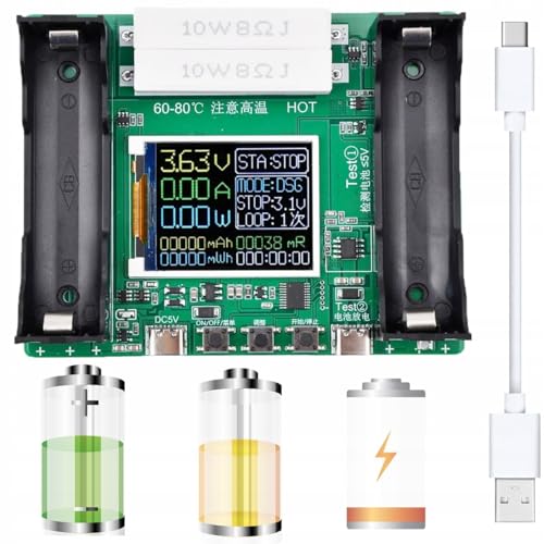 Rosfix LCD Tester – Kapazität und Widerstand von Akkus | USB-C, 18650 Zellen, Test & Ladung | 109x85x30 mm, 1A Ladestrom | Elektronik-Werkzeuge Rosfix LCD Tester – Kapazität und Widerstand von Akkus | USB-C, 18650 Zellen, Test & Ladung | 109x85x30 mm, 1A Ladestrom | Elektronik-Werkzeuge von Rosfix