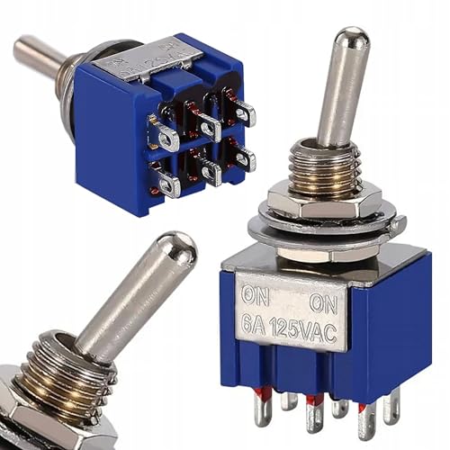 Rosfix MTS-202 – Hochwertiger Kippschalter für 3A 250V/6A 125V | 6 Kontakte, 2 Positionen, 10.000 Zyklen Lebensdauer | Einsatz in Elektronik-, Automobil- und Haushaltsgeräten | Elektrische Komponenten von Rosfix