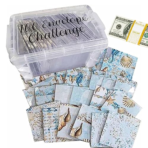 100 Umschläge Challenge Box Set, 100 Umschläge Geldspar Challenge, Sparherausforderungen Budgetbox mit Geldumschlägen für Bargeld, Bargeldsparset Zum Budgetieren Und Geldsparen von Rosixehird