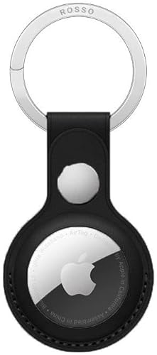 Rosso Deluxe Apple AirTag Schlüsselanhänger Echt Leder Tasche | Anhänger | Case Schwarz von Rosso