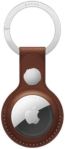 Rosso Deluxe Schlüsselanhänger Echtes Leder Hülle Passend für Apple AirTag Schlüsselanhänger | Anhänger | Case Braun von Rosso
