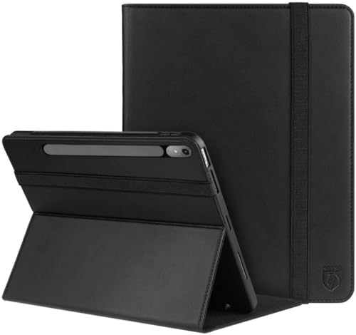 Rosso Element Book Case Hülle Geeignet für Lenovo Tab P12 | Vollschutz | Gummiband | Sleep/Wake Funktion | Mit Stifthalter | Verstellbarer Ständer | Schwarz von Rosso