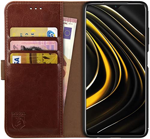 Rosso Element Book Case Wallet Hülle Geeignet für Xiaomi Poco M3 | Geldbörse | 3 Packets | Magnetverschluss | Standfunktion | Blau von Rosso