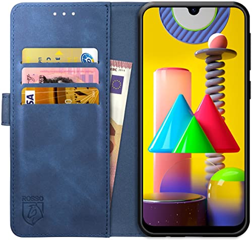 Rosso Element Book Case Wallet Hülle Passend für Samsung Galaxy M31 | Geldbörse | 3 Packets | Magnetverschluss | Standfunktion | Blau von Rosso