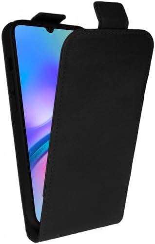 Rosso Element Vertikale Flip Case Passend für Samsung Galaxy A05s | Brieftasche Book Case | Hülle mit Kartenfach | Magnetverschluss | Zwei Karten | Schwarz von Rosso
