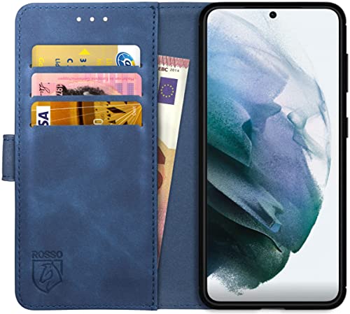 Rosso Element für Samsung Galaxy S21 Hülle Wallet Book Cover Blau von Rosso