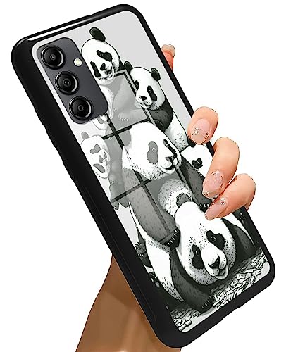 Galaxy A14 5G Handyhülle für Samsung Galaxy A14 5G Hülle Panzerglas Schwarz Cover mit niedlichem Pandas Design für Frauen Männer Anti-Kratzer Stoßfest Schutz Hülle für Samsung A14 5G 2023 6,6 Zoll von Rossy