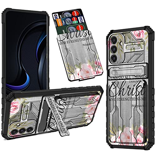 Schutzhülle für Samsung Galaxy A14 5G, Galaxy A14 5G Wallet Case mit Kartenhalter, Ständer, zweilagig, Hybrid, strapazierfähig, stoßfest, Schutzhülle für Samsung A14 5G, Bibelvers Philippier 4-13 von Rossy