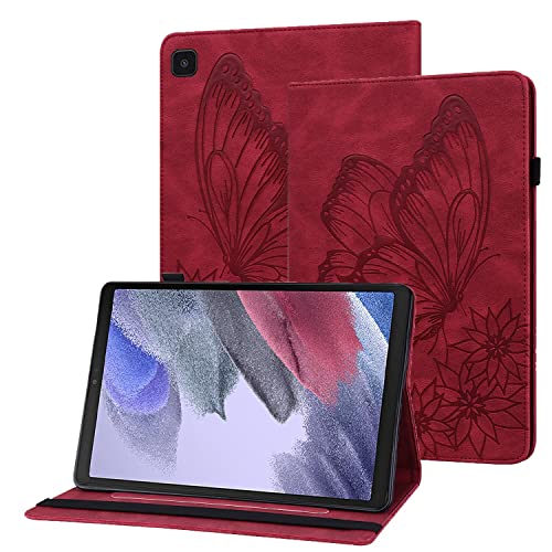 Rostsant Galaxy Tab A7 Lite Hülle Geprägter Schmetterling PU Leder Case Brieftasche Stifthalter Tablet Schutzhülle für Samsung Galaxy Tab A7 Lite 2021 8.4 Zoll SM-T220/SM-T225 - Rot von Rostsant