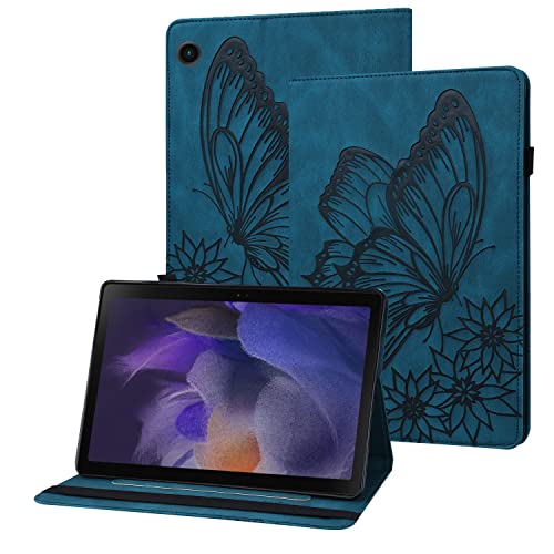 Rostsant Galaxy Tab A8 10.5" Hülle PU Leder Brieftasche Case Geprägter Schmetterling Stand Funktion Tablet Schutzhülle für Samsung Galaxy Tab A8 10.5 Zoll 2021 SM-X200 / SM-X205 - Navy Blau von Rostsant