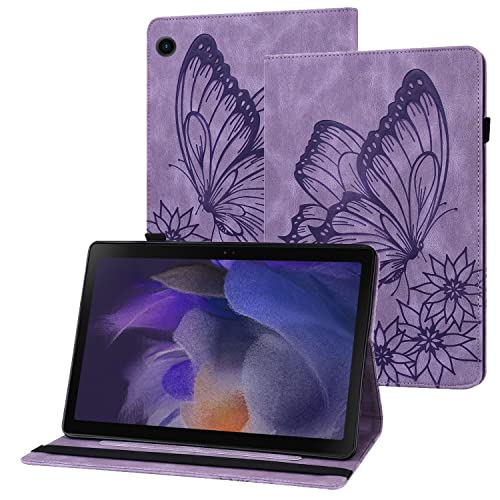 Rostsant Galaxy Tab A8 10.5" Hülle PU Leder Brieftasche Case Geprägter Schmetterling Stand Funktion Tablet Schutzhülle für Samsung Galaxy Tab A8 10.5 Zoll 2021 SM-X200 / SM-X205 - Violett von Rostsant