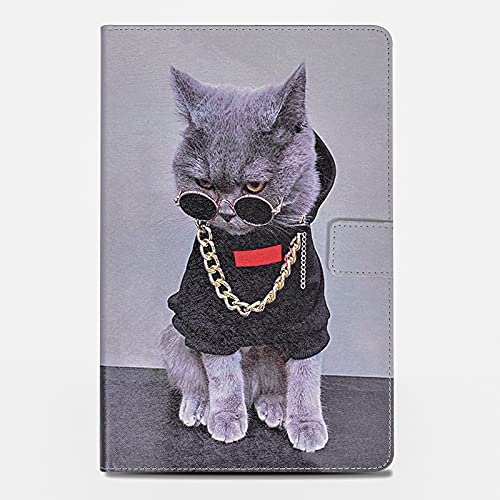 Rostsant Galaxy Tab S5e Hülle Brieftasche PU Leder Case mit Standfunktion Tablet Schutzhülle für Samsung Galaxy Tab S5e 10.5 Zoll SM-T720/SM-T725 - Grausame Katze von Rostsant