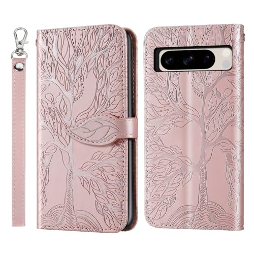 Rostsant Handyhülle für Google Pixel 8 Pro Geprägter Baum PU Leder Klapphüllen Brieftasche Tasche Hülle für Google Pixel 8 Pro 5G Hülle Holster Rosengold Rostsant Handyhülle für Google Pixel 8 Pro Geprägter Baum PU Leder Klapphüllen Brieftasche Tasche Hülle für Google Pixel 8 Pro 5G Hülle Holster Rosengold von Rostsant