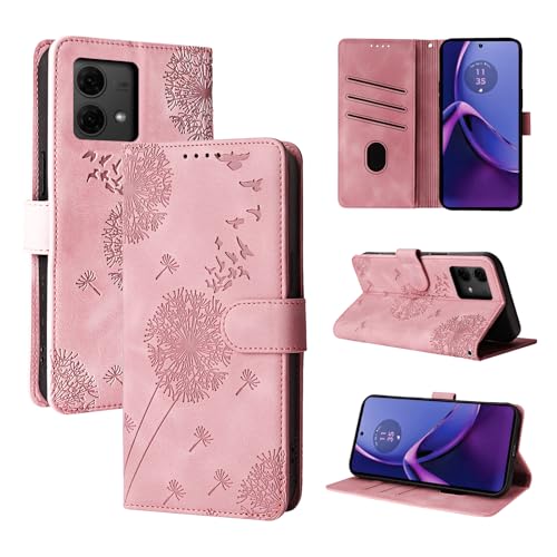 Rostsant Handyhülle für Motorola Moto G84 5G Löwenzahn PU Leder Motorola Moto G84 5G Flip Case Brieftasche Tasche Hülle Magnetisch Handyhülle für Motorola Moto G84 5G Roségold von Rostsant