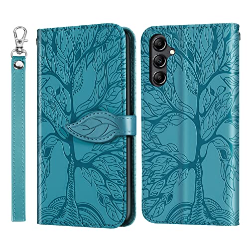Rostsant Handyhülle für Samsung A14 5G / 4G Geprägter Baum PU Leder Galaxy A14 Klapphüllen Brieftasche Tasche Hülle für Samsung Galaxy A14 4G / 5G - Blau Rostsant Handyhülle für Samsung A14 5G / 4G Geprägter Baum PU Leder Galaxy A14 Klapphüllen Brieftasche Tasche Hülle für Samsung Galaxy A14 4G / 5G - Blau von Rostsant