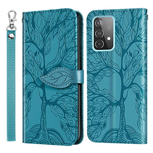 Rostsant Handyhülle für Samsung A23 / M23 5G Geprägter Baum PU Leder Galaxy A23 4G/5G Flip Case Brieftasche Tasche Hülle für Samsung Galaxy M23 / A23 - Blau von Rostsant