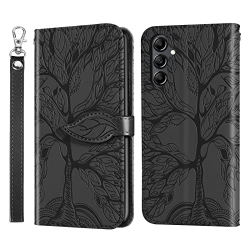 Rostsant Handyhülle für Samsung A54 5G Geprägter Baum PU Leder Galaxy A54 5G Flip Case Brieftasche Tasche Hülle für Samsung Galaxy A54 5G - Schwarz von Rostsant