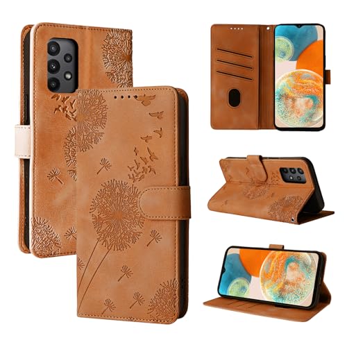 Rostsant Handyhülle für Samsung Galaxy A23 5G/M23 5G Löwenzahn PU Leder Samsung Galaxy A23 Flip Case Brieftasche Tasche Hülle Magnetisch Handyhülle für Samsung M23 5G Braun von Rostsant