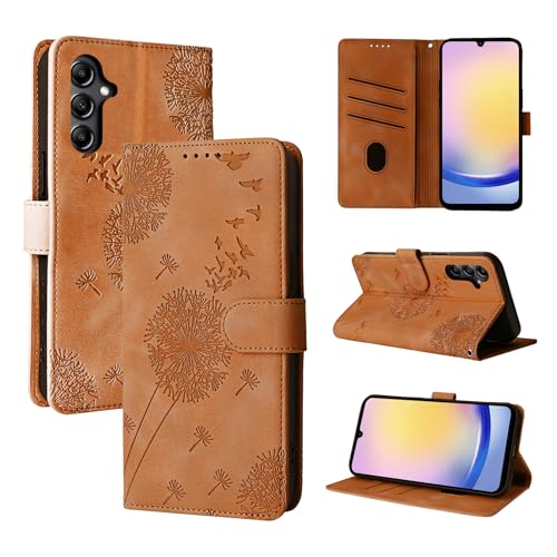 Rostsant Handyhülle für Samsung Galaxy A25 5G Löwenzahn PU Leder Samsung Galaxy A25 5G Flip Case Brieftasche Tasche Hülle Magnetisch Handyhülle für Samsung Galaxy A25 Braun von Rostsant