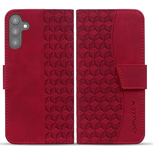 Rostsant Handyhülle für Samsung Galaxy A34 5G Hülle Premium PU Leder Schutzhülle Samsung A34 Flip Case Brieftasche Kartenschlitz Hülle für Samsung A34 5G - Rot von Rostsant