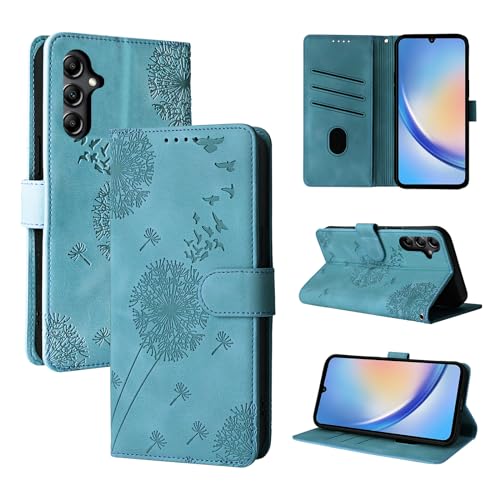 Rostsant Handyhülle für Samsung Galaxy A34 5G Löwenzahn PU Leder Samsung Galaxy A34 5G Flip Case Brieftasche Tasche Hülle Magnetisch Handyhülle für Samsung Galaxy A34 5G Blau von Rostsant