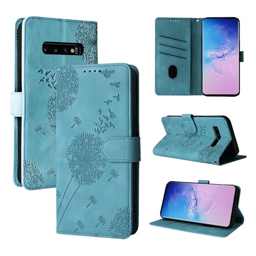 Rostsant Handyhülle für Samsung Galaxy S10 Löwenzahn PU Leder Samsung Galaxy S10 Flip Case Brieftasche Tasche Hülle Magnetisch Handyhülle für Samsung Galaxy S10 Blau von Rostsant